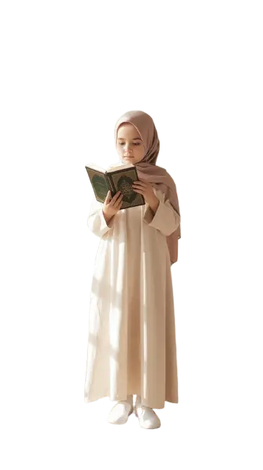 “Open Quran with translation and tajweed markings on wooden table